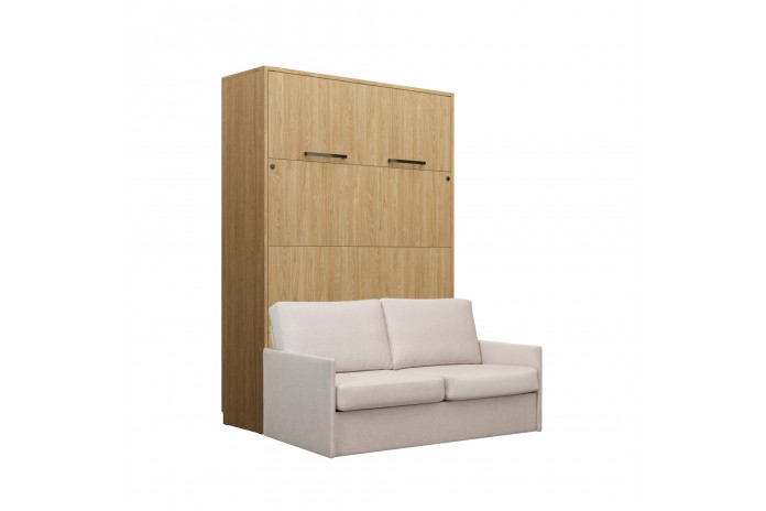 Armoire lit escamotable vertical canapé Intégré 160x200 cm chêne huilé intégral DELUXE