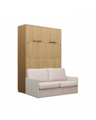 Armoire lit escamotable vertical canapé Intégré 160x200 cm chêne huilé intégral DELUXE