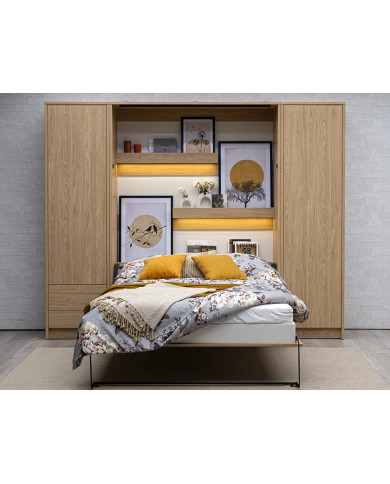 Lit escamotable vertical 160×200 cm chêne huilé DELUXE | Mobili & Co