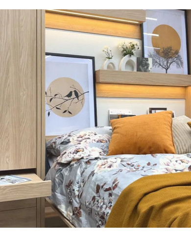 Lit escamotable vertical 160×200 cm chêne huilé DELUXE | Mobili & Co