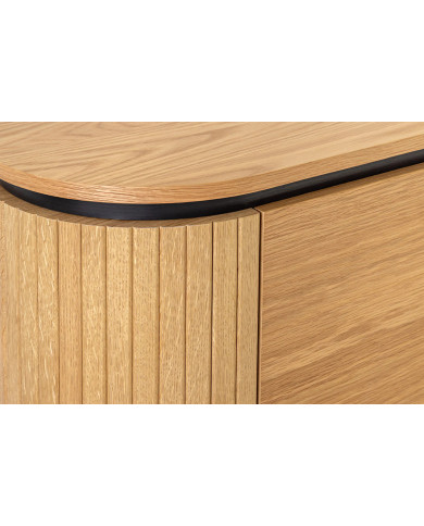 Buffet ATHOS 120 cm — Chêne Naturel & Pieds Noirs Métal  Compact, puissant, design : Ultra PROMO.
