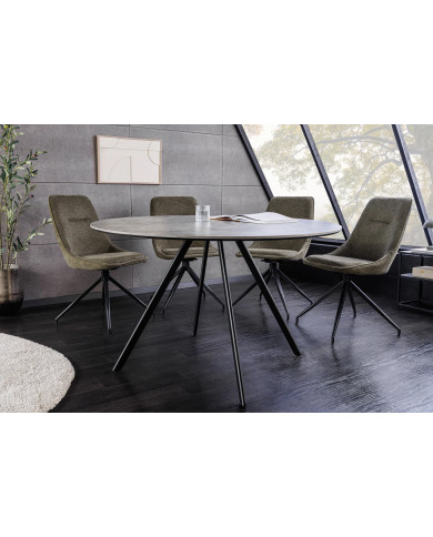 Table Ronde Aspect Pierre Grise & Métal ATHENA 100cm
