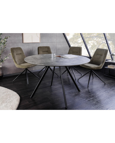 Table Ronde Aspect Pierre Grise & Métal ATHENA 100cm