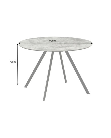 Table Ronde Aspect Pierre Grise & Métal ATHENA 100cm