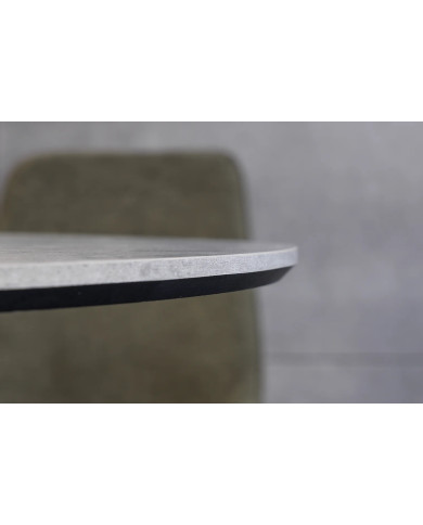 Table Ronde Aspect Pierre Grise & Métal ATHENA 100cm