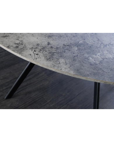 Table Ronde Aspect Pierre Grise & Métal ATHENA 100cm