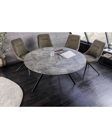 Table Ronde Aspect Pierre Grise & Métal ATHENA 100cm