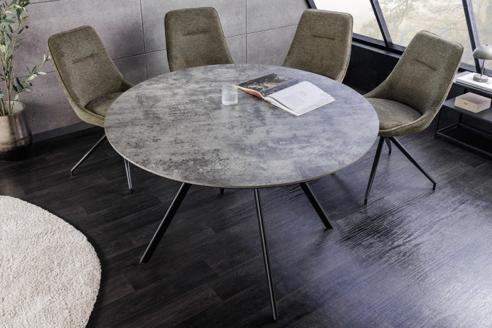 Table Ronde Aspect Pierre Grise & Métal ATHENA 100cm