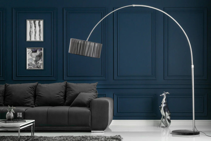 Lampadaire en métal et base en marbre massif 230 cm Arc Marble