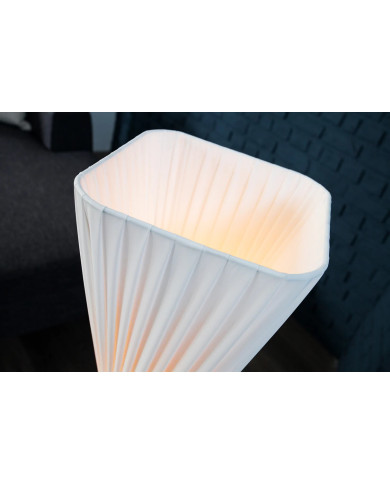 Lampadaire spirale blanc & base bois de manguier 120 cm Lumina spiral