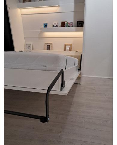 Lit escamotable vertical 160×200 cm blanc | Gain de place