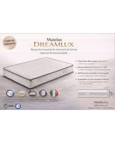 Pack Lit Escamotable DELUXE Blanc Mat 140×200 – Confort Hôtelier + Oreillers Offerts