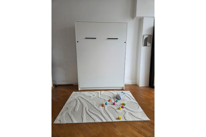 Pack Lit Escamotable DELUXE Blanc Mat 140×200 – Confort Hôtelier + Oreillers Offerts
