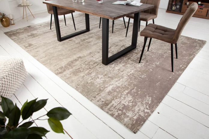Tapis grand format 350x240 cm MODERN ART – Beige gris contemporain, texture douce et compatible chauffage au sol