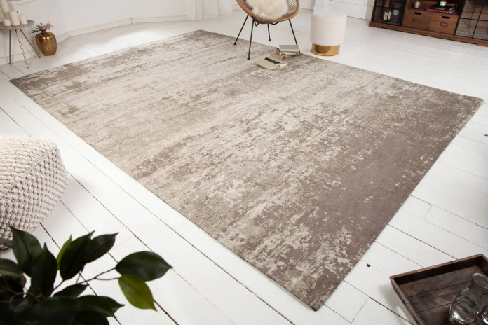 Tapis grand format 350x240 cm MODERN ART – Beige gris contemporain, texture douce et compatible chauffage au sol