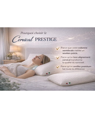 Oreiller Cervical Prestige – Mémoire de forme ergonomique haute performance