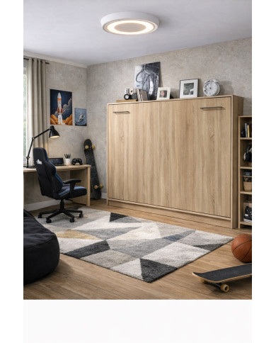 Armoire lit escamotable relevable horizontal 90x200 cm chêne sonoma Premium
