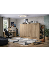 Armoire lit escamotable relevable horizontal 90x200 cm chêne sonoma Premium