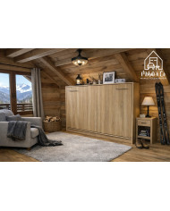 Armoire lit escamotable relevable horizontal 140x200 cm Chêne Sonoma Premium
