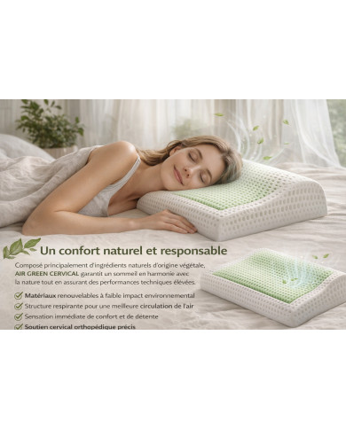Oreiller cervical AIR GREEN CERVICAL – Mémoire de forme écologique & soutien orthopédique