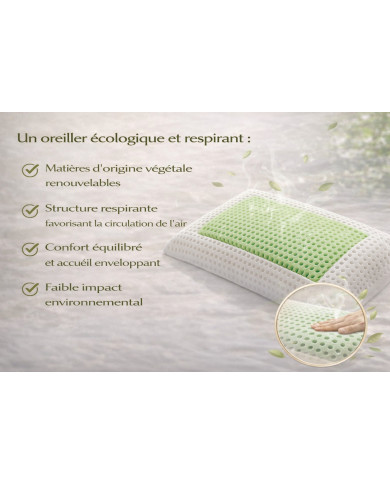 Oreiller AIR GREEN RELAX – Oreiller écologique mémoire de forme respirant