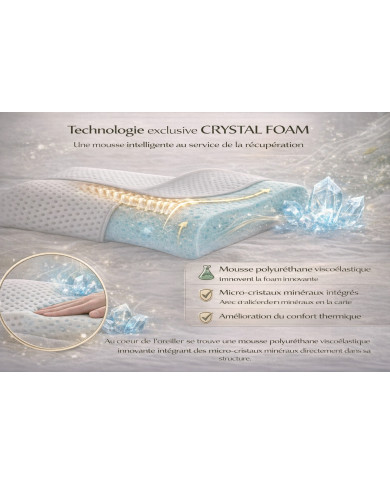 Oreiller AIR CRYSTAL CERVICAL – Oreiller orthopédique premium à mémoire de forme Crystal