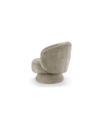Fauteuil rotatif à 360° en tissu bouclé taupe LOUNGE