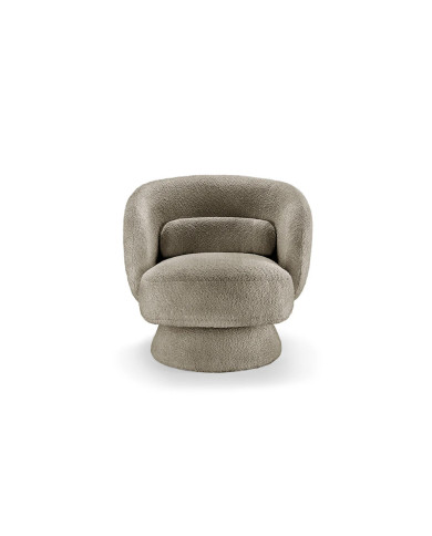 Fauteuil rotatif à 360° en tissu bouclé taupe LOUNGE