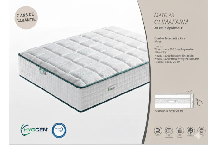 Matelas L'IMPÉRIAL  - 30cm | 1000 Ressorts & Memory | Fabrication Italienne MobiliandCo