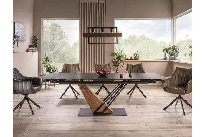Table à Manger Extensible Céramique Noire GENESIS | Mobili & Co