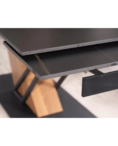 Table à Manger Extensible Céramique Noire GENESIS | Mobili & Co