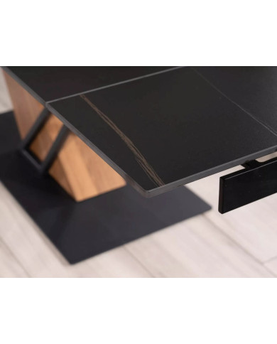 Table à Manger Extensible Céramique Noire GENESIS | Mobili & Co