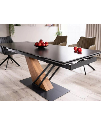 Table à Manger Extensible Céramique Noire GENESIS | Mobili & Co