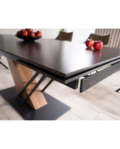 Table à Manger Extensible Céramique Noire GENESIS | Mobili & Co