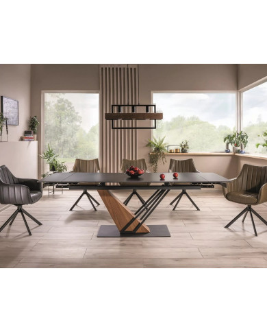Table à Manger Extensible Céramique Noire GENESIS | Mobili & Co