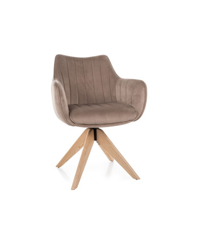 Chaise rembourrée en tissu pivotante 180° et pieds en bois Dazalia