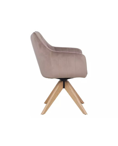 Chaise rembourrée en tissu pivotante 180° et pieds en bois Dazalia
