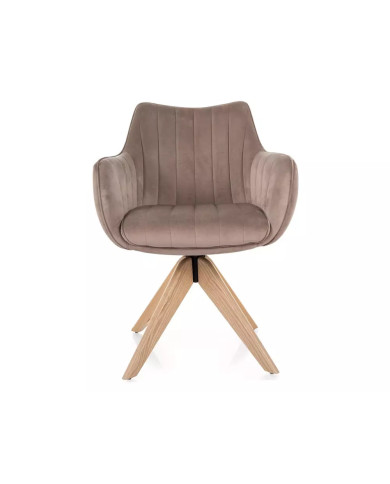 Chaise rembourrée en tissu pivotante 180° et pieds en bois Dazalia