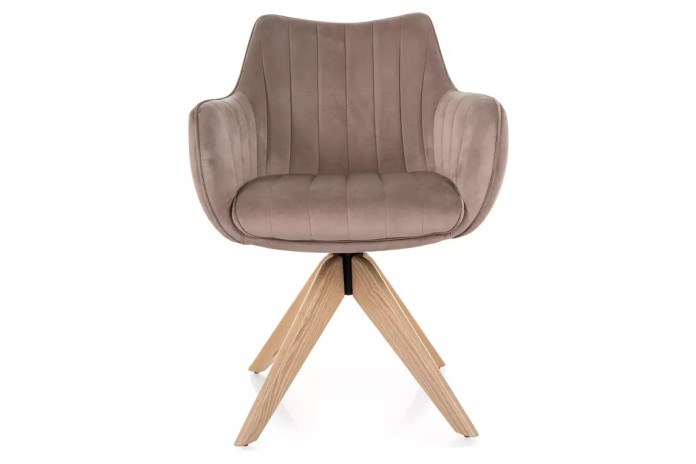 Chaise rembourrée en tissu pivotante 180° et pieds en bois Dazalia