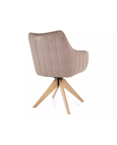Chaise rembourrée en tissu pivotante 180° et pieds en bois Dazalia