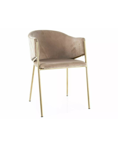Chaise rembourrée en velours avec pieds métal or Orbe II