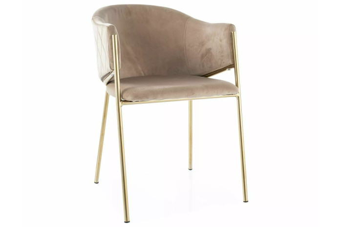 Chaise rembourrée en velours avec pieds métal or Orbe II
