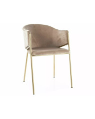 Chaise rembourrée en velours avec pieds métal or Orbe II
