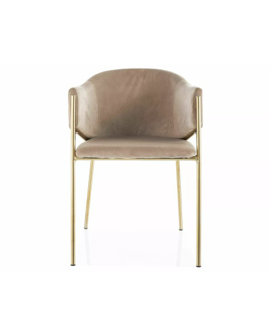Chaise rembourrée en velours avec pieds métal or Orbe II