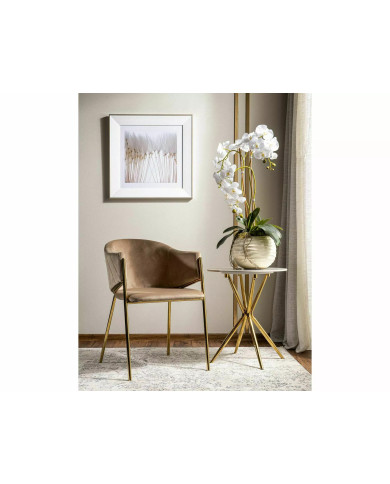 Chaise rembourrée en velours avec pieds métal or Orbe II