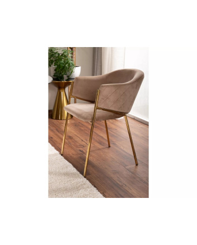 Chaise rembourrée en velours avec pieds métal or Orbe II