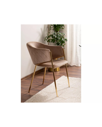 Chaise rembourrée en velours avec pieds métal or Orbe II