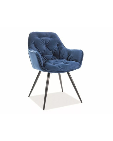 Chaise rembourrée en velours avec pieds métal Cherry