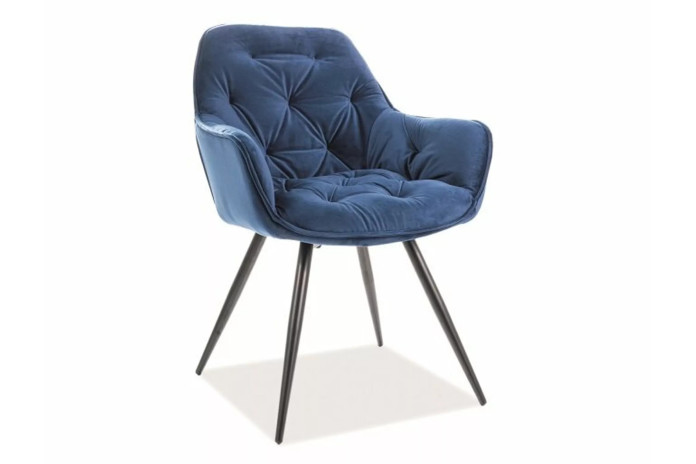 Chaise rembourrée en velours avec pieds métal Cherry