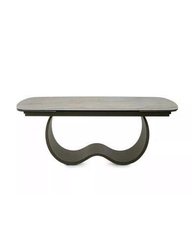 Table XXL Céramique Beige et Cuivre Casablanca 198-274cm | Mobili & Co